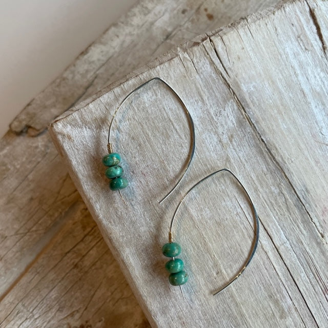 Silver Wishbone with Turquoise Earrings