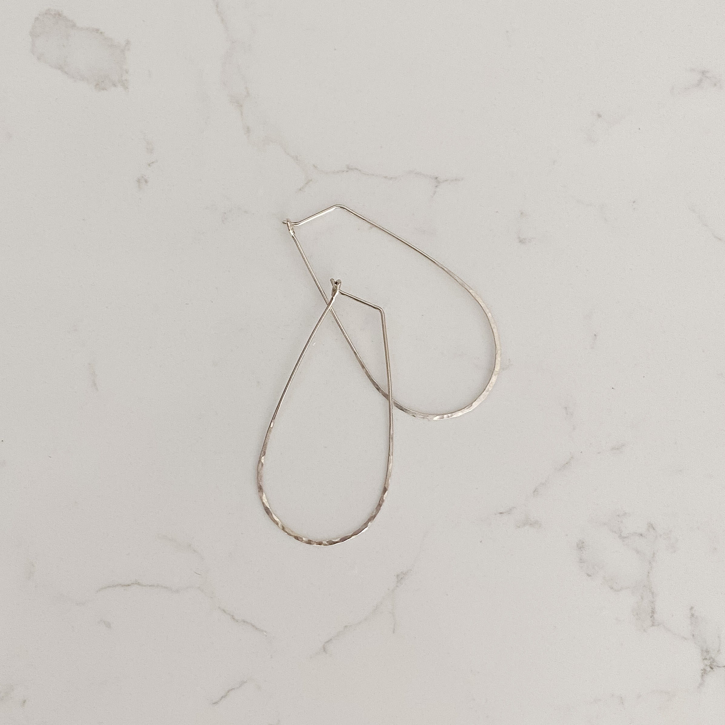 Silver Teardrop Hoop Earrings